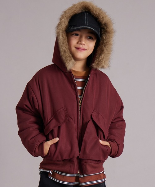 PAIRMANON STREET（ペアマノンストリート）の「中わた ファー付き フード ブルゾン【PAIRMANON STREET】（ブルゾン・キッズ・ブラック/カーキ/レッド系その他・100/110/120/130/140/150/160/90）」の19枚目の写真