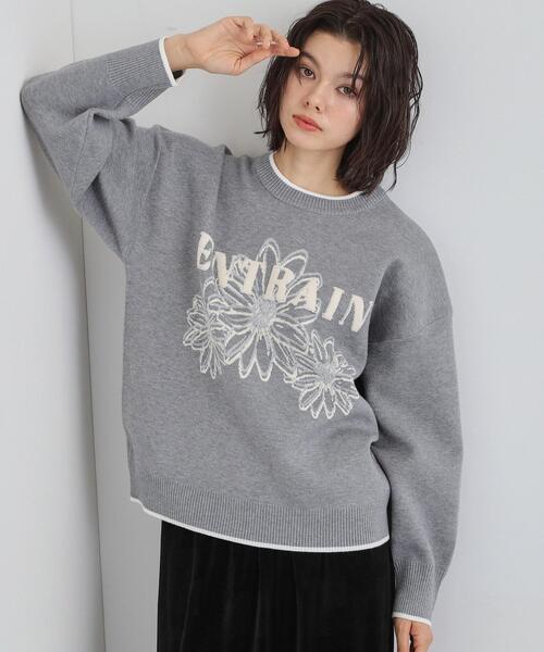 THE SHOP TK （ザ ショップ ティーケー ）の「花柄ラメジャカードニット（ニット/セーター・レディース・ブルー/グレー/ブラック・13/12）」の3枚目の写真