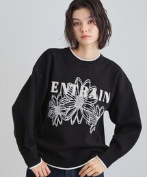 花柄ラメジャカードニット