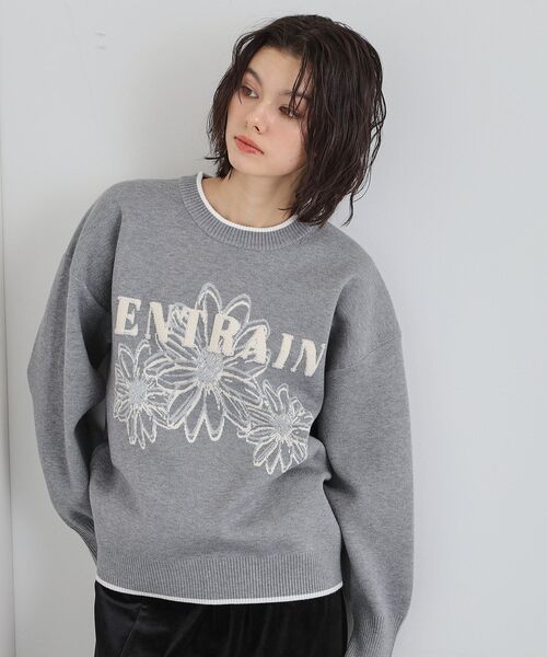 THE SHOP TK （ザ ショップ ティーケー ）の「花柄ラメジャカードニット（ニット/セーター・レディース・ブルー/グレー/ブラック・13/12）」の4枚目の写真