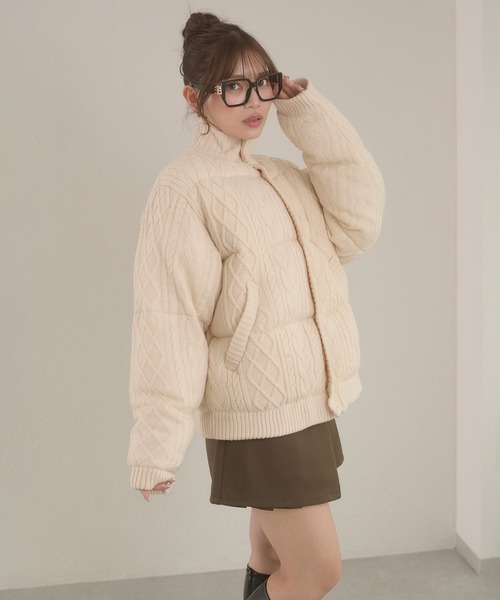 セール】volume knit padded jacket / ボリュームニットナカワタ