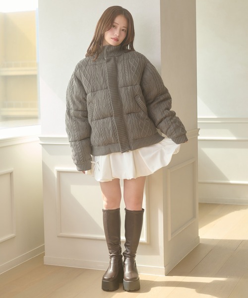 セール】volume knit padded jacket / ボリュームニットナカワタ