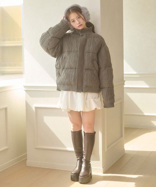 セール】volume knit padded jacket / ボリュームニットナカワタ