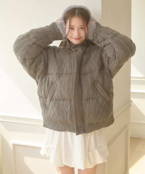 Ambre Neige（アンブルネージュ）の「volume knit padded jacket / ボリュームニットナカワタジャケット（ブルゾン・レディース・アイボリー/ダークブラウン/チャコールグレー・FREE）」の20枚目の写真