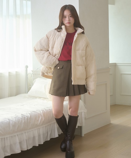 Ambre Neige（アンブルネージュ）の「volume knit padded jacket / ボリュームニットナカワタジャケット（ブルゾン・レディース・アイボリー/ダークブラウン/チャコールグレー・FREE）」の18枚目の写真