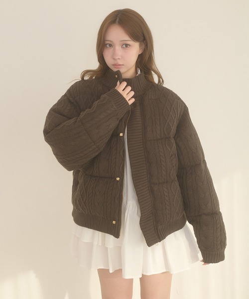 セール】volume knit padded jacket / ボリュームニットナカワタ