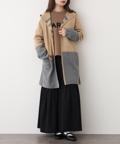 BRODIAEA(ブローディア)の「BRODIAEA フード付リバーシブルニット(カーディガン/ボレロ・レディース・グレー/ベージュ/ブラック・40)」の19枚目の写真