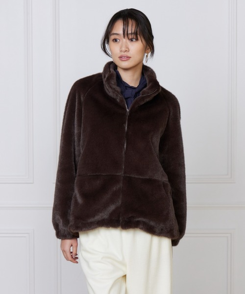 LE SOUK(ルスーク)の「フェイクファースタンドブルゾン(ブルゾン・レディース・グレー/ダークブラウン・フリー)」の17枚目の写真