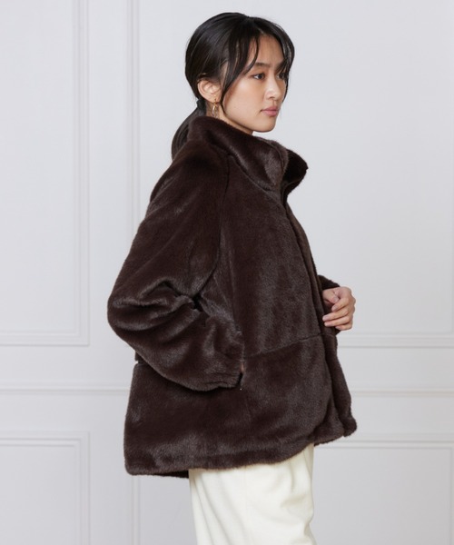 LE SOUK(ルスーク)の「フェイクファースタンドブルゾン(ブルゾン・レディース・グレー/ダークブラウン・フリー)」の18枚目の写真
