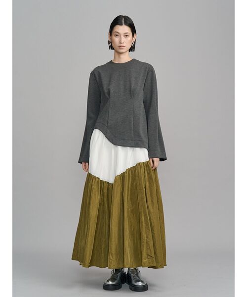 UN3D.（アンスリード）の「GATHER SKIRT DOCKING OP / ギャザースカートドッキングワンピース（ワンピース・レディース・ブラック/グレー・36/38）」の22枚目の写真