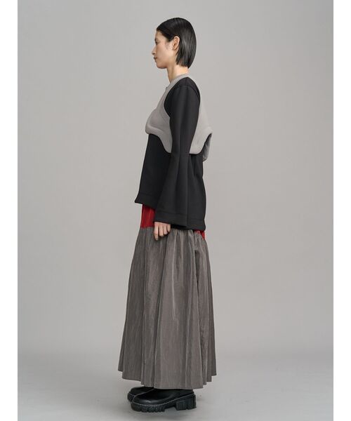 UN3D.（アンスリード）の「GATHER SKIRT DOCKING OP / ギャザースカートドッキングワンピース（ワンピース・レディース・ブラック/グレー・36/38）」の8枚目の写真
