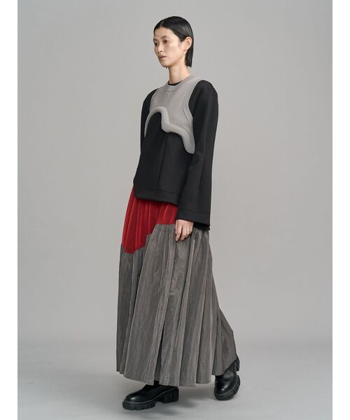 UN3D.（アンスリード）の「GATHER SKIRT DOCKING OP / ギャザースカートドッキングワンピース（ワンピース・レディース・ブラック/グレー・36/38）」の10枚目の写真