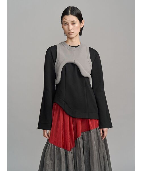 UN3D.（アンスリード）の「GATHER SKIRT DOCKING OP / ギャザースカートドッキングワンピース（ワンピース・レディース・ブラック/グレー・36/38）」の11枚目の写真