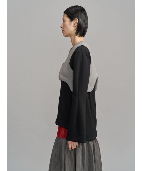 UN3D.（アンスリード）の「GATHER SKIRT DOCKING OP / ギャザースカートドッキングワンピース（ワンピース・レディース・ブラック/グレー・36/38）」の12枚目の写真