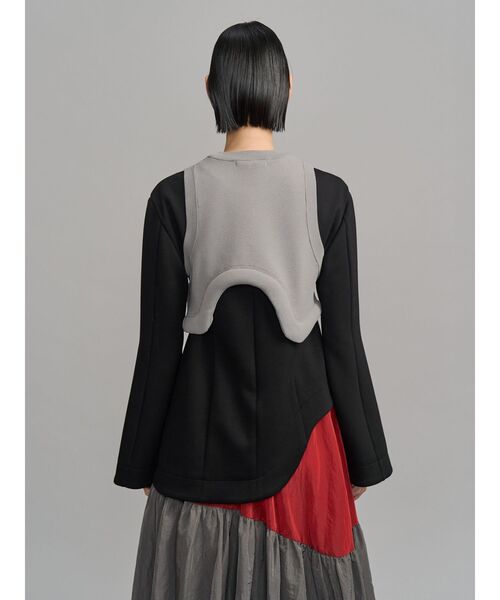 UN3D.（アンスリード）の「GATHER SKIRT DOCKING OP / ギャザースカートドッキングワンピース（ワンピース・レディース・ブラック/グレー・36/38）」の3枚目の写真