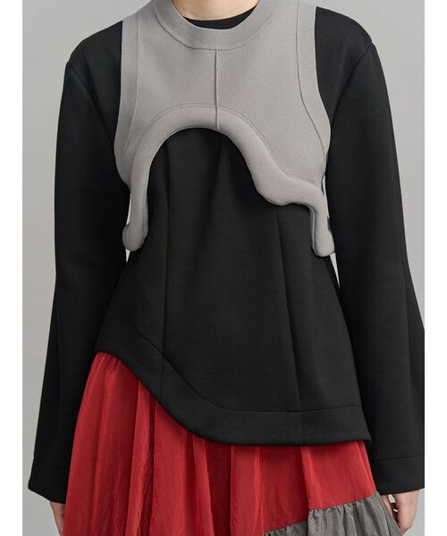 UN3D.（アンスリード）の「GATHER SKIRT DOCKING OP / ギャザースカートドッキングワンピース（ワンピース・レディース・ブラック/グレー・36/38）」の4枚目の写真