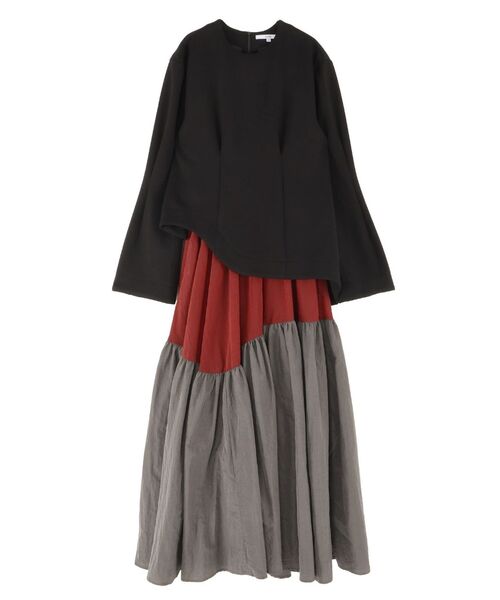 UN3D.（アンスリード）の「GATHER SKIRT DOCKING OP / ギャザースカートドッキングワンピース（ワンピース・レディース・ブラック/グレー・36/38）」の21枚目の写真