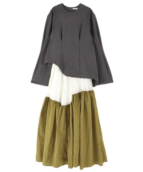 UN3D.（アンスリード）の「GATHER SKIRT DOCKING OP / ギャザースカートドッキングワンピース（ワンピース・レディース・ブラック/グレー・36/38）」の20枚目の写真