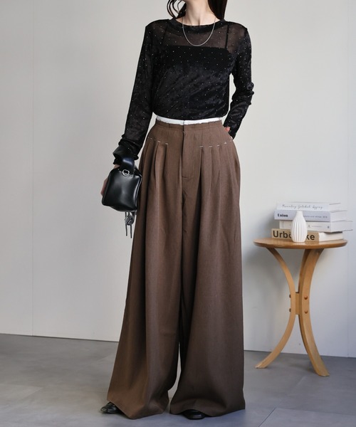 sakishimatokyo（サキシマトーキョー）の「ダブルウエストタックワイドパンツ（その他パンツ・レディース・ブラック/ブラウン/チャコール・S/M）」の4枚目の写真
