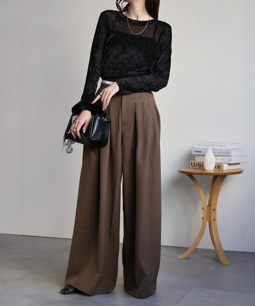 sakishimatokyo（サキシマトーキョー）の「ダブルウエストタックワイドパンツ（その他パンツ・レディース・ブラック/ブラウン/チャコール・S/M）」の5枚目の写真