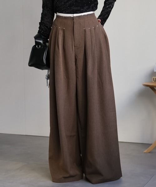 sakishimatokyo（サキシマトーキョー）の「ダブルウエストタックワイドパンツ（その他パンツ・レディース・ブラック/ブラウン/チャコール・S/M）」の8枚目の写真