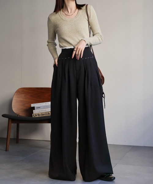 sakishimatokyo（サキシマトーキョー）の「ダブルウエストタックワイドパンツ（その他パンツ・レディース・ブラック/ブラウン/チャコール・S/M）」の15枚目の写真