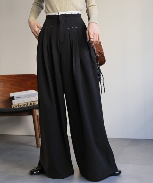 sakishimatokyo（サキシマトーキョー）の「ダブルウエストタックワイドパンツ（その他パンツ・レディース・ブラック/ブラウン/チャコール・S/M）」の17枚目の写真