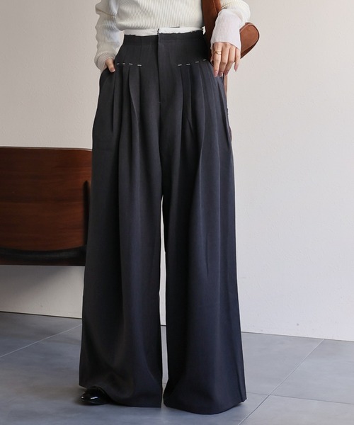 sakishimatokyo（サキシマトーキョー）の「ダブルウエストタックワイドパンツ（その他パンツ・レディース・ブラック/ブラウン/チャコール・S/M）」の19枚目の写真