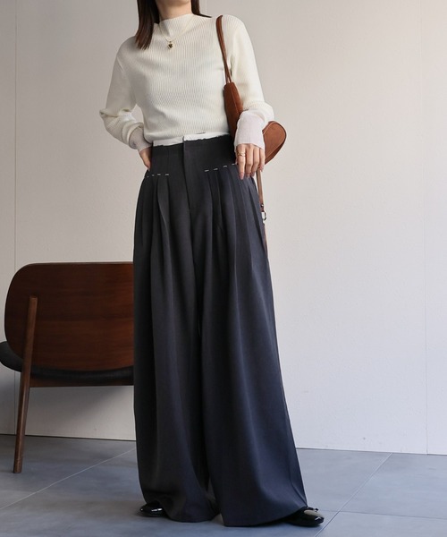 sakishimatokyo（サキシマトーキョー）の「ダブルウエストタックワイドパンツ（その他パンツ・レディース・ブラック/ブラウン/チャコール・S/M）」の20枚目の写真