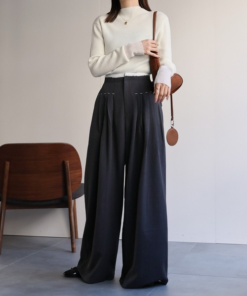 sakishimatokyo（サキシマトーキョー）の「ダブルウエストタックワイドパンツ（その他パンツ・レディース・ブラック/ブラウン/チャコール・S/M）」の21枚目の写真