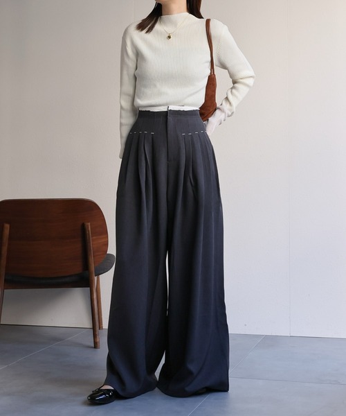 sakishimatokyo（サキシマトーキョー）の「ダブルウエストタックワイドパンツ（その他パンツ・レディース・ブラック/ブラウン/チャコール・S/M）」の22枚目の写真