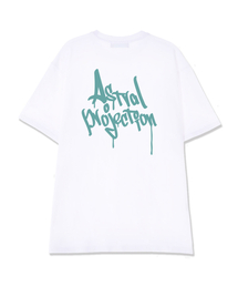 ペングラフィティレタリングロゴスーピマコットンラウンドネック半袖Tシャツ_ホワイト