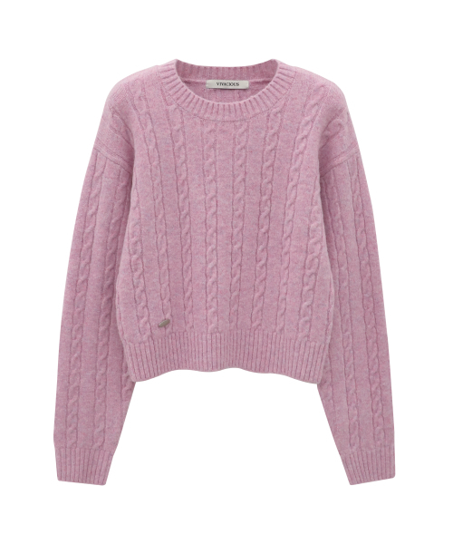 Vivacious(ビバシャス)の「Ecru Round Twist Knit_4Colors(ニット/セーター・レディース・グレー/ピンク/アイボリー/ブラック・FREE)」の12枚目の写真