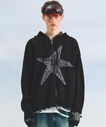 MAINBOOTH（メインブース）の「Starfish Hood Zip-up Sweater(BLACK)（パーカー）」