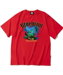 ブループリントグラフィックTシャツ - レッド