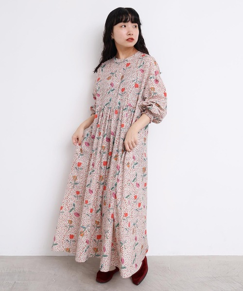 l'atelier du savon(アトリエドサボン)の「ちぎり絵のチューリッププリント ギャザーワンピース(ワンピース・レディース・レッド/グリーン・FREE)」の19枚目の写真