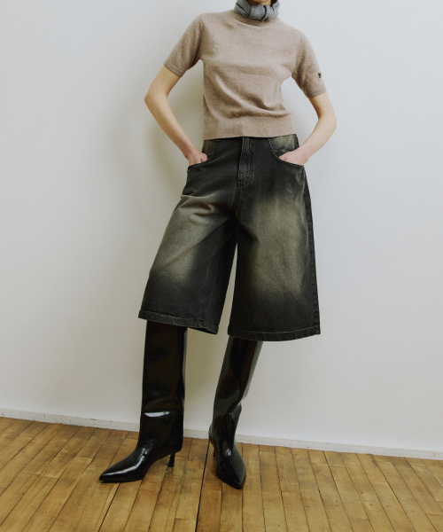 MOLLIOLLI（モリオリ）の「ウォッシング5部デニムコットングレーパンツ（デニムパンツ・レディース・その他・SMALL/MEDIUM/LARGE/X-LARGE）」の2枚目の写真