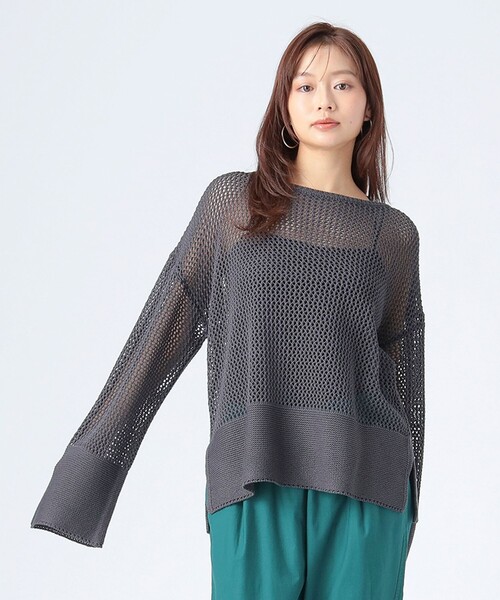 BEAMS HEART（ビームスハート）の「メッシュ オーバー ニット（ニット/セーター・レディース・ブラウン系その他4/ブラック/ホワイト系その他5・FREE）」の2枚目の写真