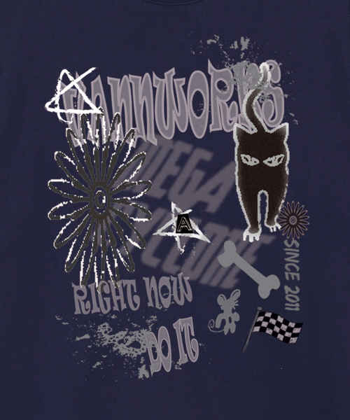 VANNWORKS(バンワークス)の「CAT DO IT オーバーサイズ 半袖Tシャツ (VS0113) ネイビー(Tシャツ/カットソー・レディース・その他・SMALL/MEDIUM/LARGE/X-LARGE/XX-LARGE)」の3枚目の写真