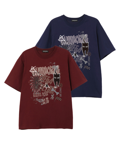VANNWORKS(バンワークス)の「CAT DO IT オーバーサイズ 半袖Tシャツ (VS0113) ネイビー(Tシャツ/カットソー・レディース・その他・SMALL/MEDIUM/LARGE/X-LARGE/XX-LARGE)」の4枚目の写真
