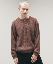 Adoon plain（アドーンプレーン）の「Melange Henry Neck Knit / メランジヘンリーネックニット（ニット/セーター・メンズ）」