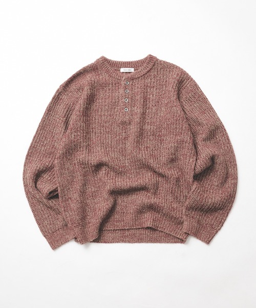 【メイ】60's 70's ヴィンテージ ヘンリーネック モヘア ニット Melange Henry Neck Knit / メランジヘンリーネックニット（ニット