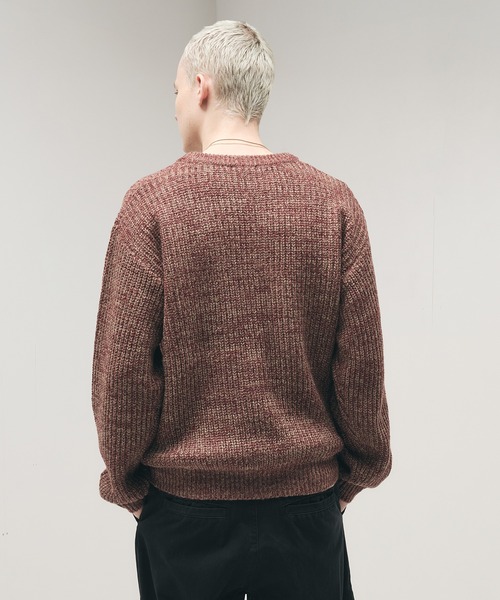 セール】Melange Henry Neck Knit / メランジヘンリーネックニット