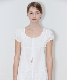SINOON（シヌーン）の「SHIRRING PUFF BLOUSE (WHITE)（シャツ/ブラウス）」