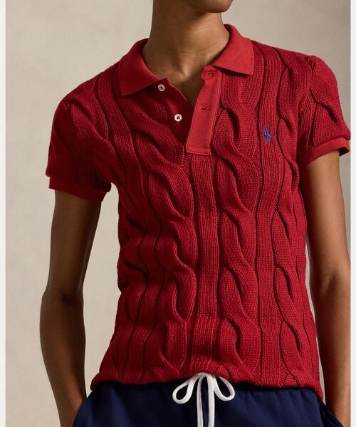 ケーブルニット コットン ポロシャツ（ポロシャツ）｜POLO RALPH