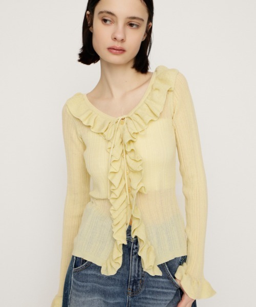 2026SS新作】FRONT FRILL KNIT TOPS フロントフリル ニットトップス 冬