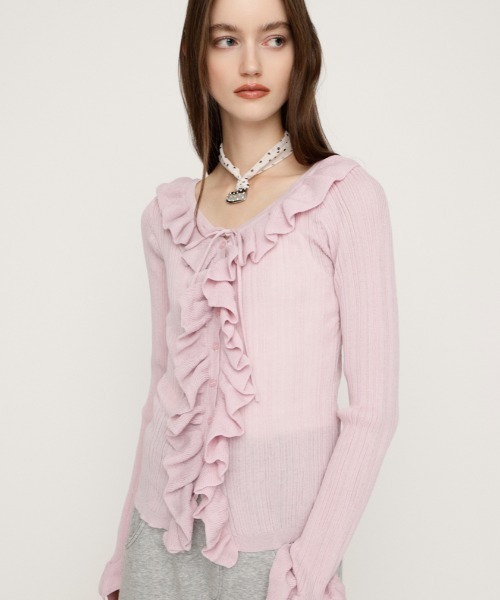 2026SS新作】FRONT FRILL KNIT TOPS フロントフリル ニットトップス 冬
