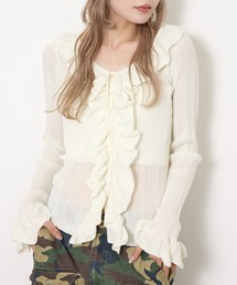 SLY（スライ）の「【2026SS新作】FRONT FRILL KNIT TOPS フロントフリル ニットトップス 冬服 春服（ニット/セーター）」