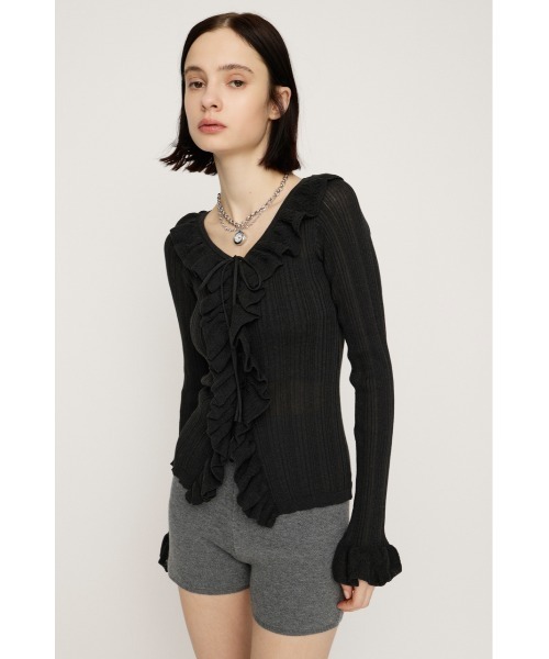 SLY（スライ）の「【2026SS新作】FRONT FRILL KNIT TOPS フロントフリル ニットトップス 冬服 春服（ニット/セーター・レディース・ライトブラック/ライトピンク/アイボリー/ライトイエロー・FREE）」の16枚目の写真