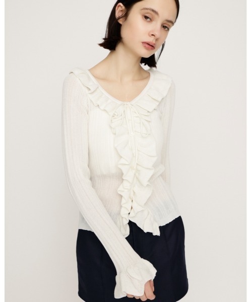 2026SS新作】FRONT FRILL KNIT TOPS フロントフリル ニットトップス 冬